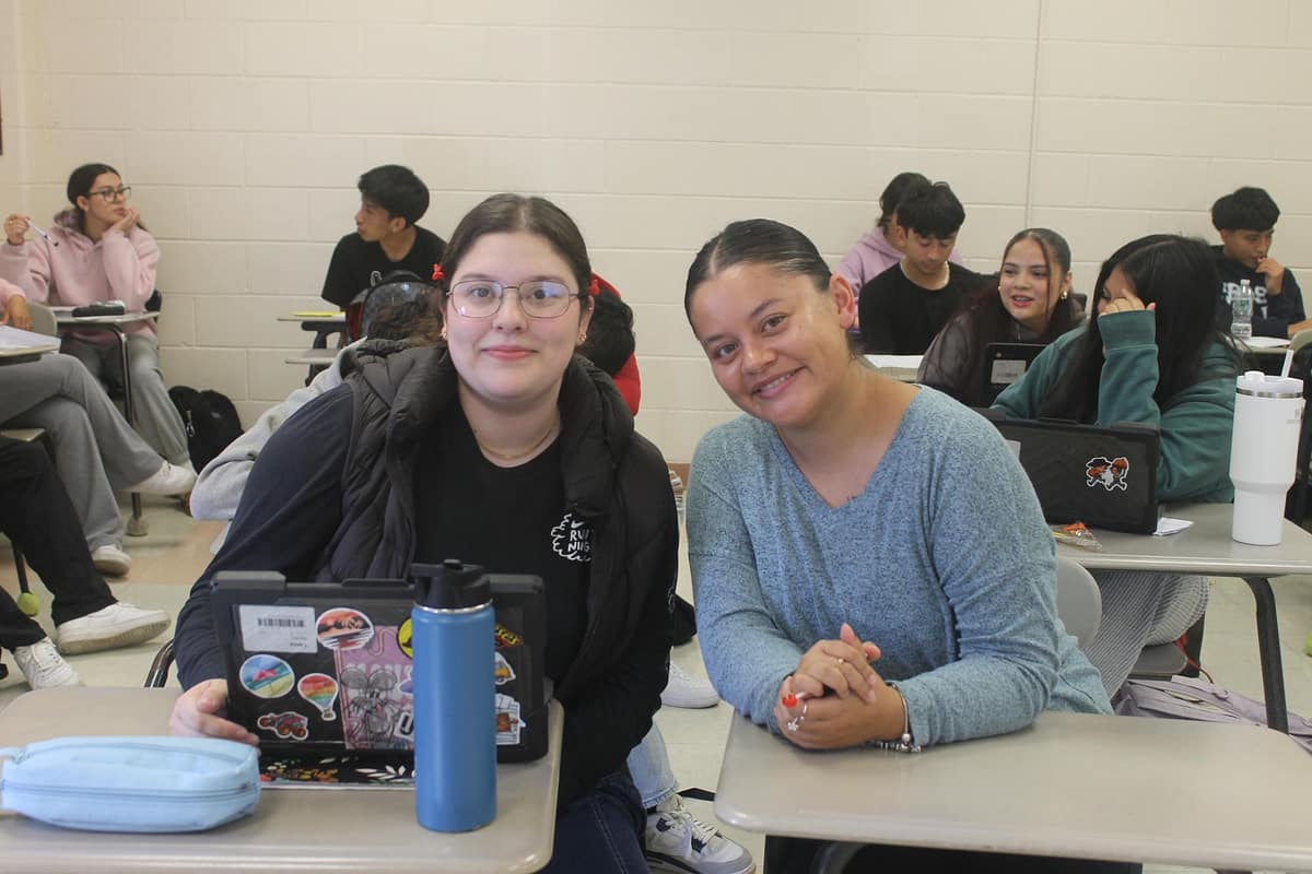 Ms. Salas can often be found assisting students such as Tania Aguero.