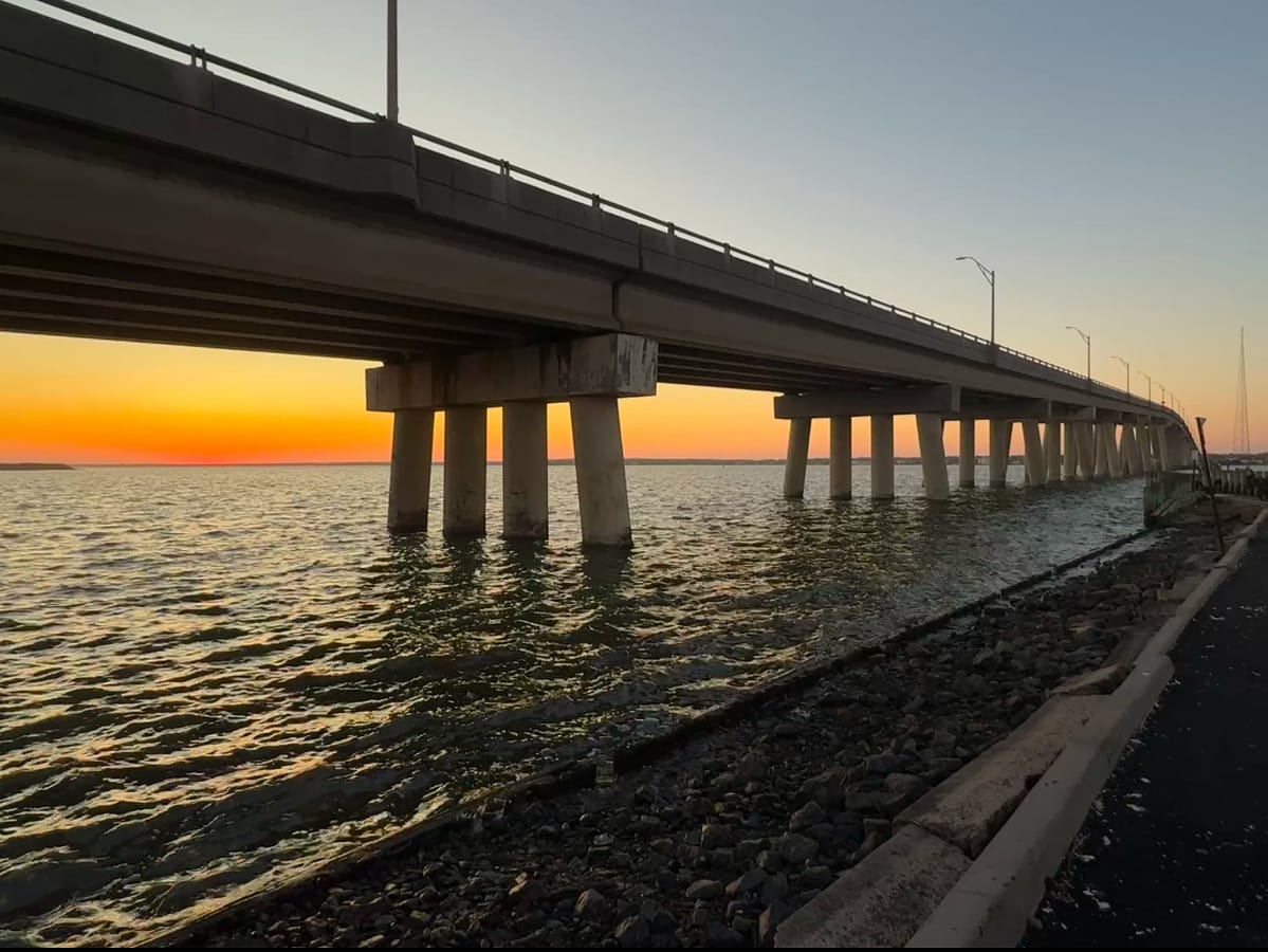 The Ponquogue Bridge During sunset on Monday March 10, 2025 after the reopening with the five-ton weight limit.
